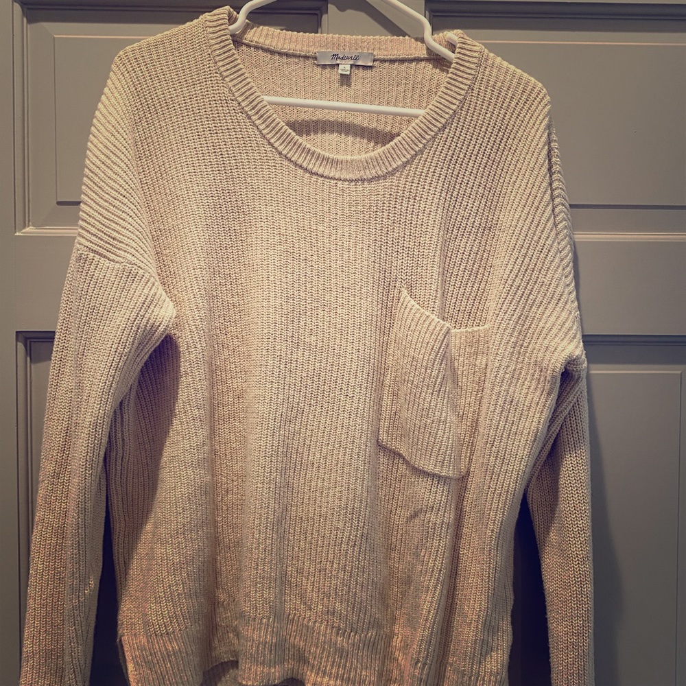 Madewell Thompson Pocket Sweater in Oatmeal